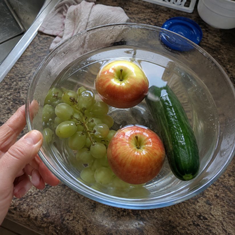 Clear bowl produce wash